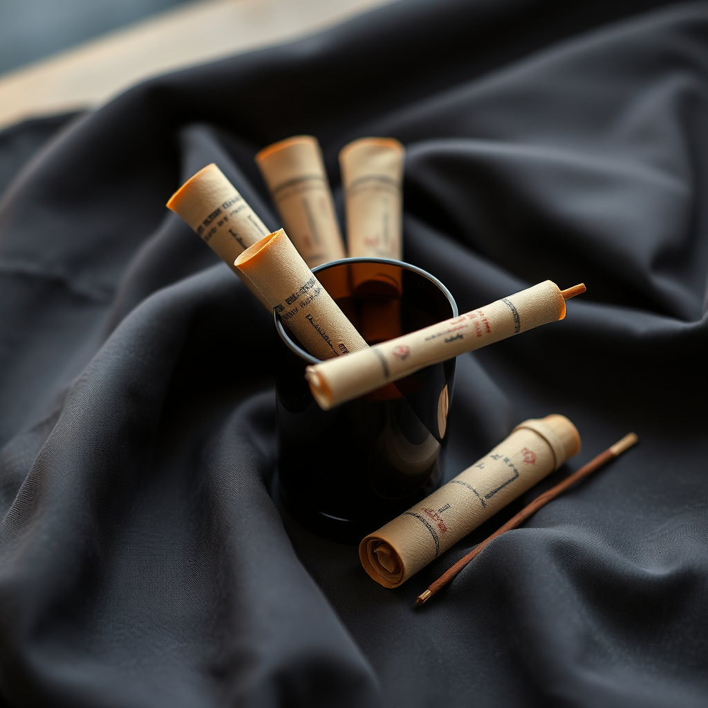 Incense scrolls glowing softly
